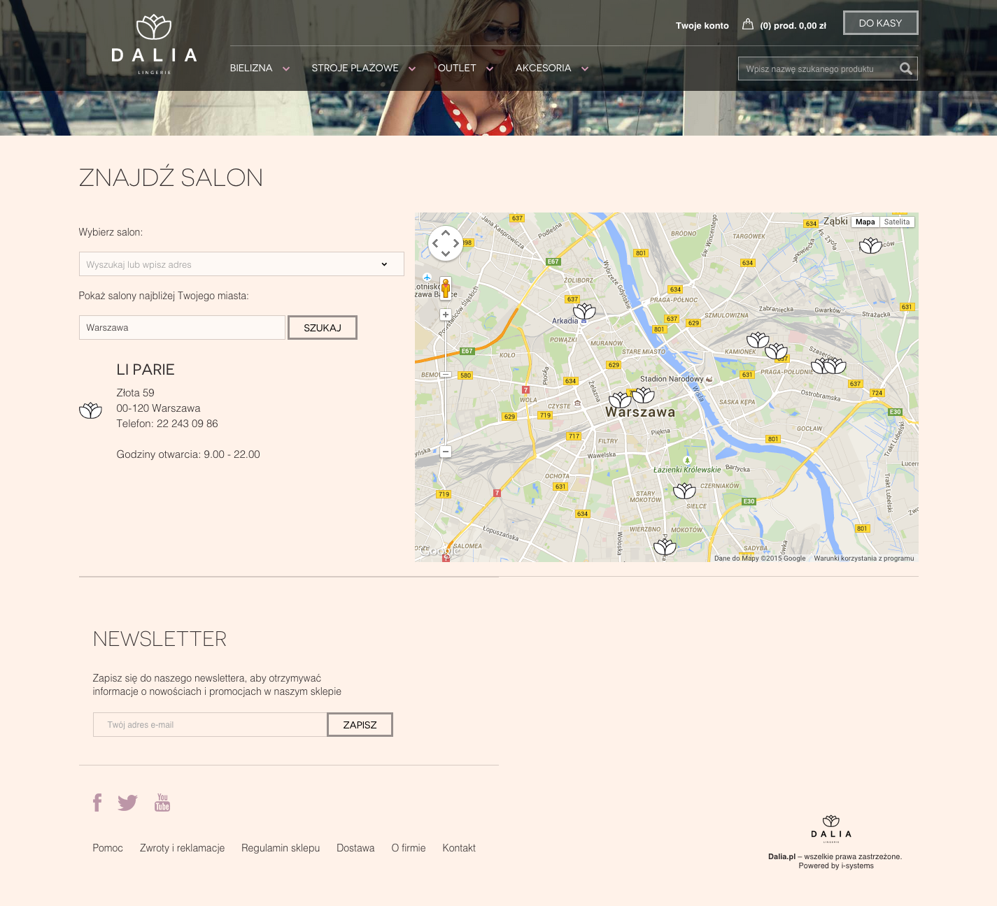 Lokalizacja salonów marki na interaktywnej mapie